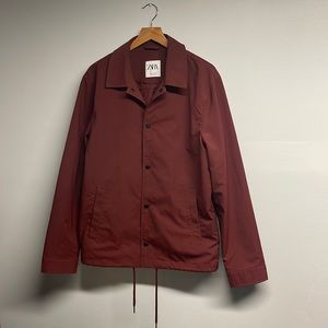 Zara Coaches Jacket Lightweight Fashion Burgundy Small